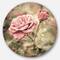 Designart - Vintage Pink Roses with Water Drops&#x27; Floral Circle Metal Wall Art